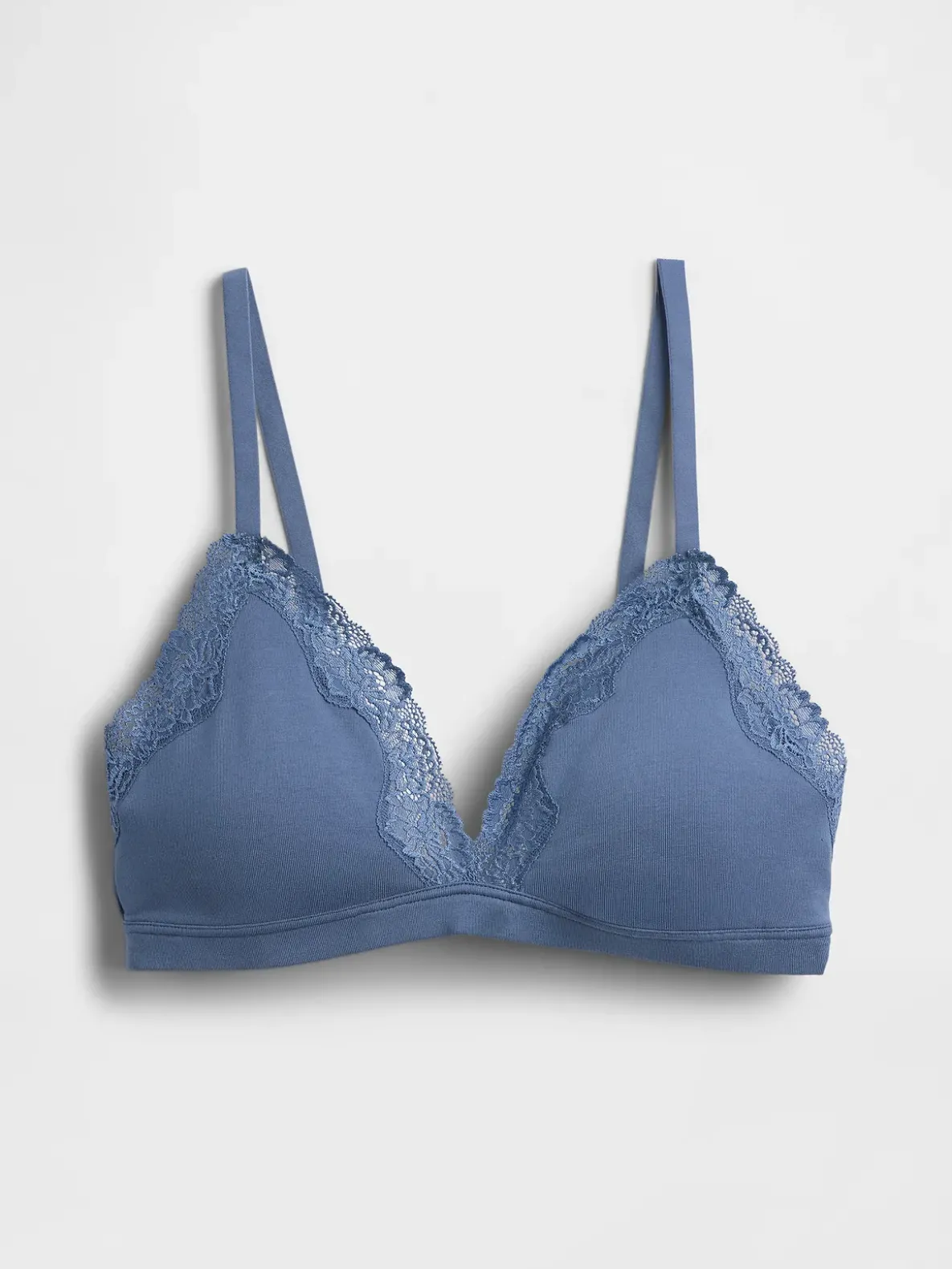 Organic Stretch Cotton Lace-Trim Triangle Bra