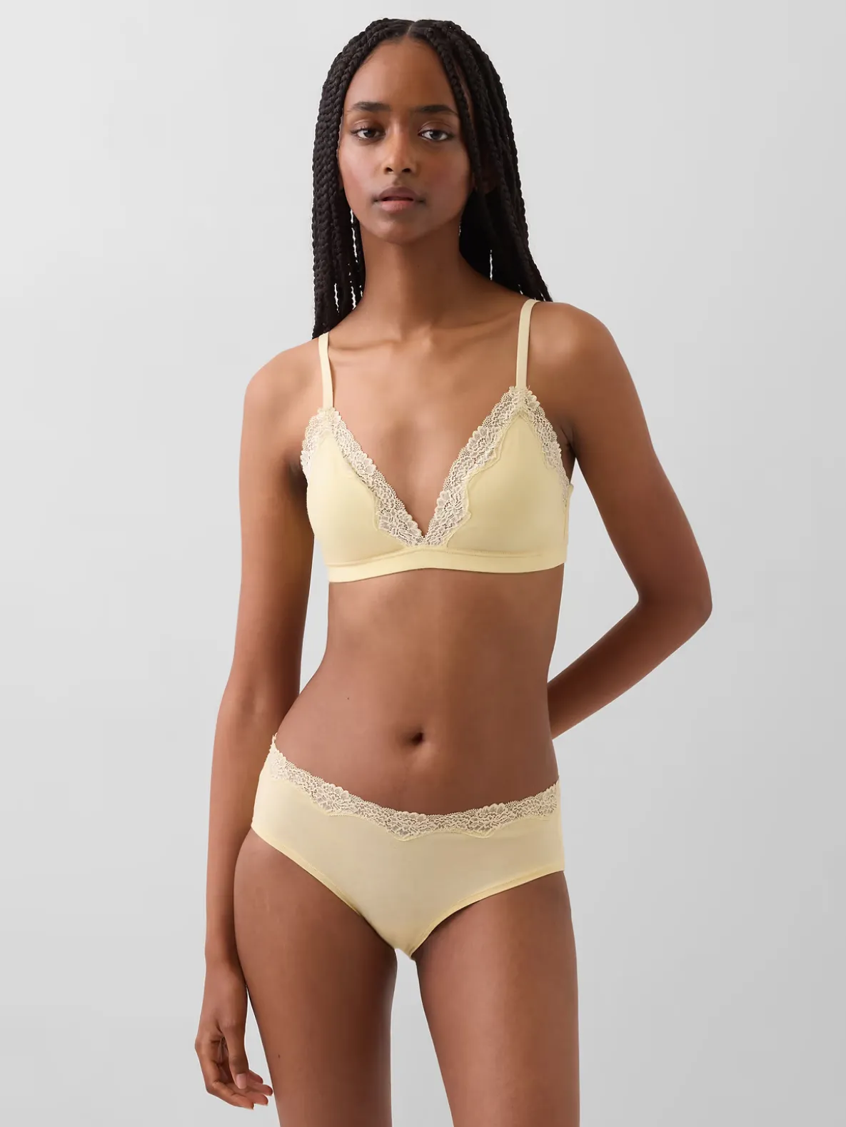 Organic Stretch Cotton Lace-Trim Triangle Bra