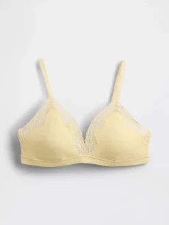Organic Stretch Cotton Lace-Trim Triangle Bra