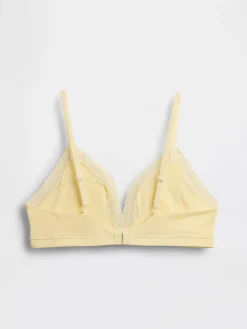 Organic Stretch Cotton Lace-Trim Triangle Bra