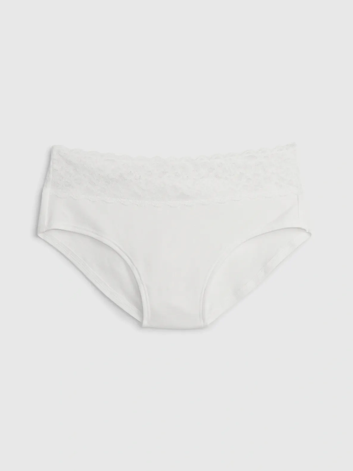 Organic Stretch Cotton Lace-Trim Hipster