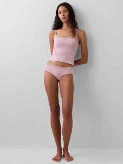 Organic Stretch Cotton Lace-Trim Hipster