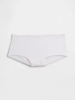 Organic Stretch Cotton Lace-Trim Shorty