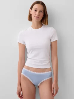 Organic Stretch Cotton Lace-Trim Hipster