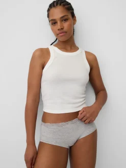 Organic Stretch Cotton Lace-Trim Shorty