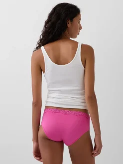 Organic Stretch Cotton Lace-Trim Hipster