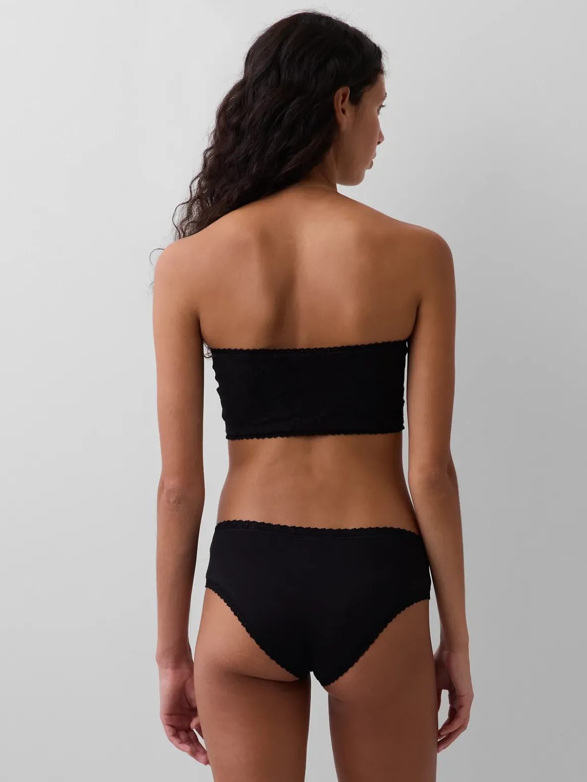 Organic Stretch Cotton Lace-Trim Bandeau Bralette