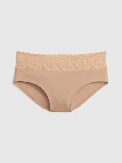 Organic Stretch Cotton Lace-Trim Hipster
