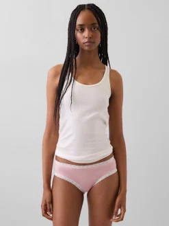 Organic Stretch Cotton Lace-Trim Hipster