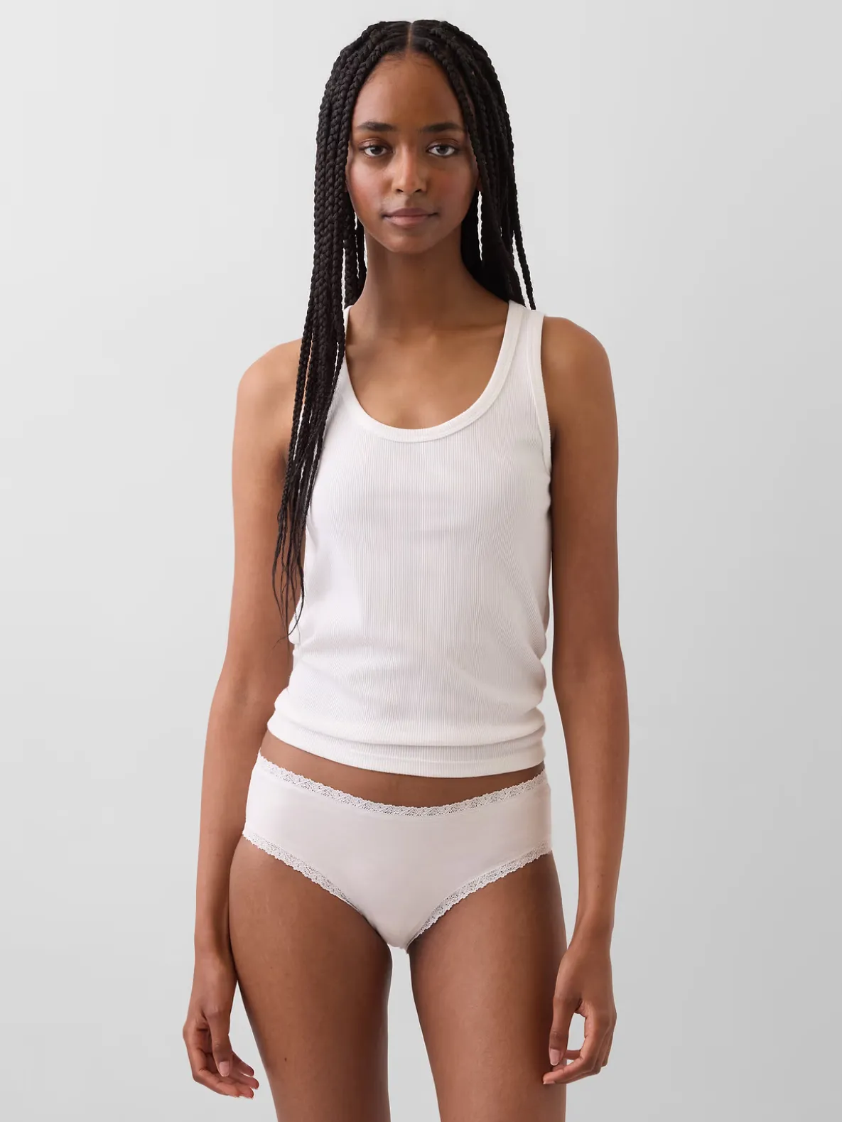 Organic Stretch Cotton Lace-Trim Hipster