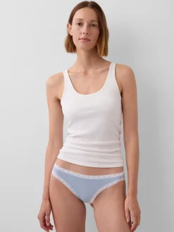 Organic Stretch Cotton Lace-Trim Bikini