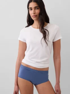 Organic Stretch Cotton Lace-Trim Shorty