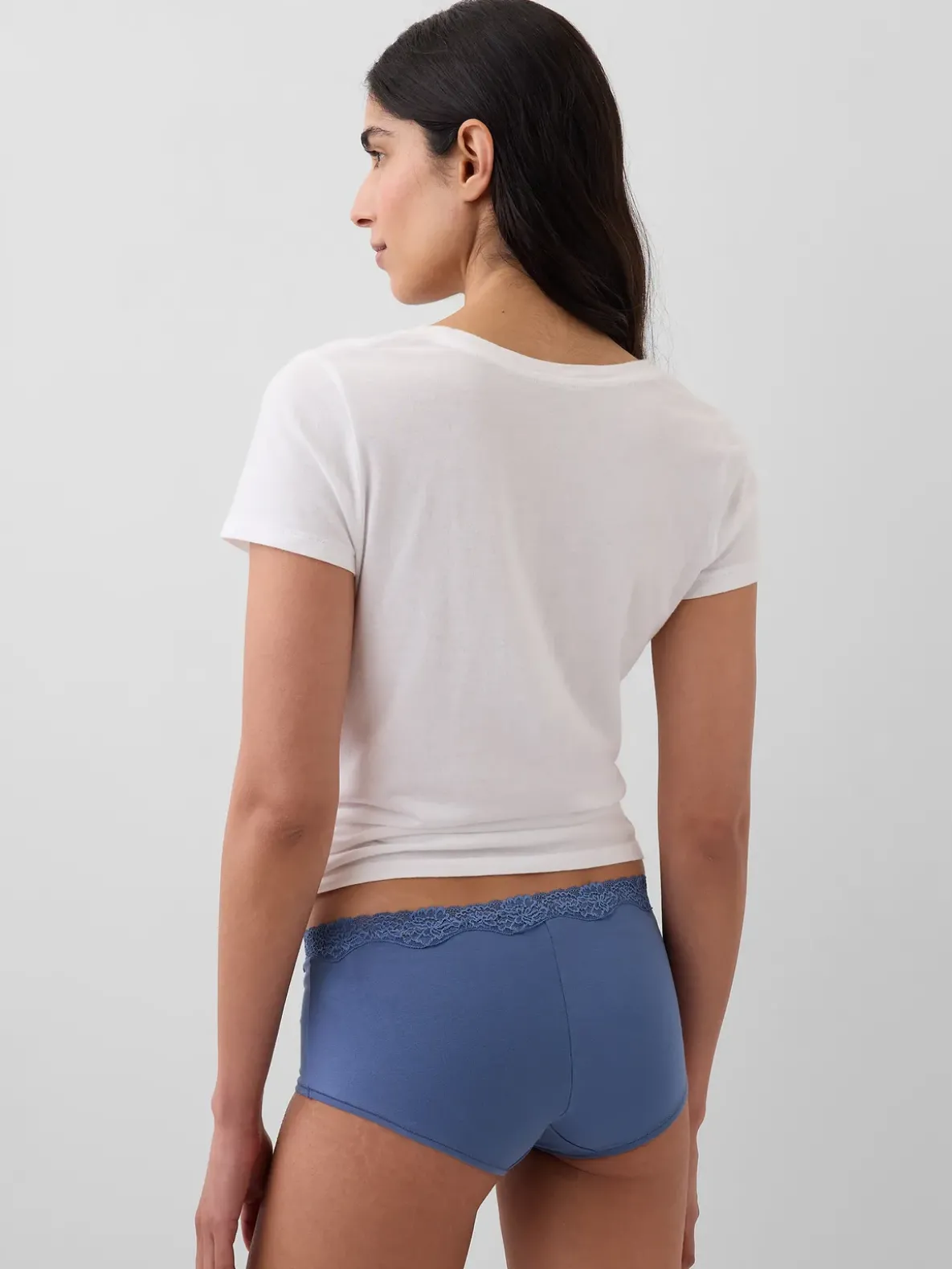 Organic Stretch Cotton Lace-Trim Shorty