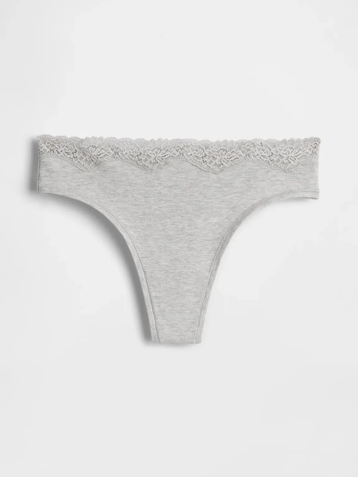 Organic Stretch Cotton Lace-Trim Thong