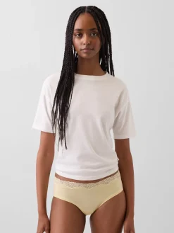 Organic Stretch Cotton Lace-Trim Hipster