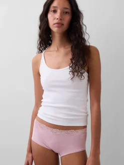 Organic Stretch Cotton Lace-Trim Shorty