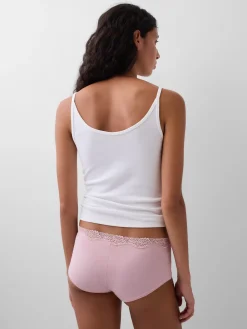 Organic Stretch Cotton Lace-Trim Shorty