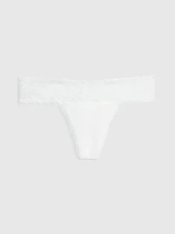 Organic Stretch Cotton Lace-Trim Thong