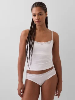 Organic Stretch Cotton Lace-Trim Shelf-Bra Cami
