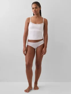 Organic Stretch Cotton Lace-Trim Shelf-Bra Cami