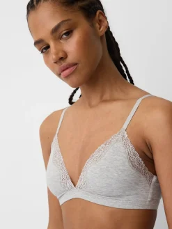Organic Stretch Cotton Lace-Trim Triangle Bra