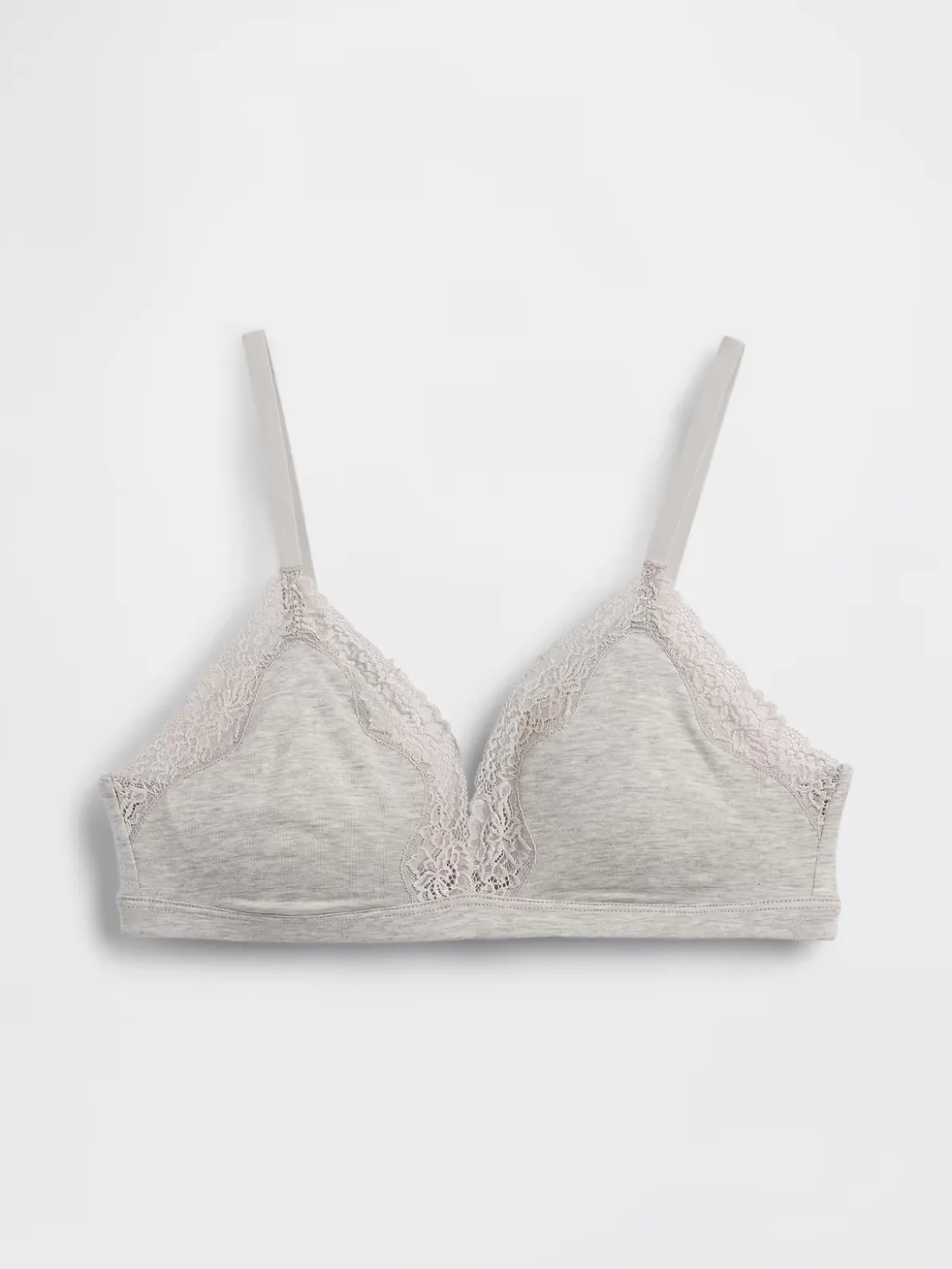 Organic Stretch Cotton Lace-Trim Triangle Bra