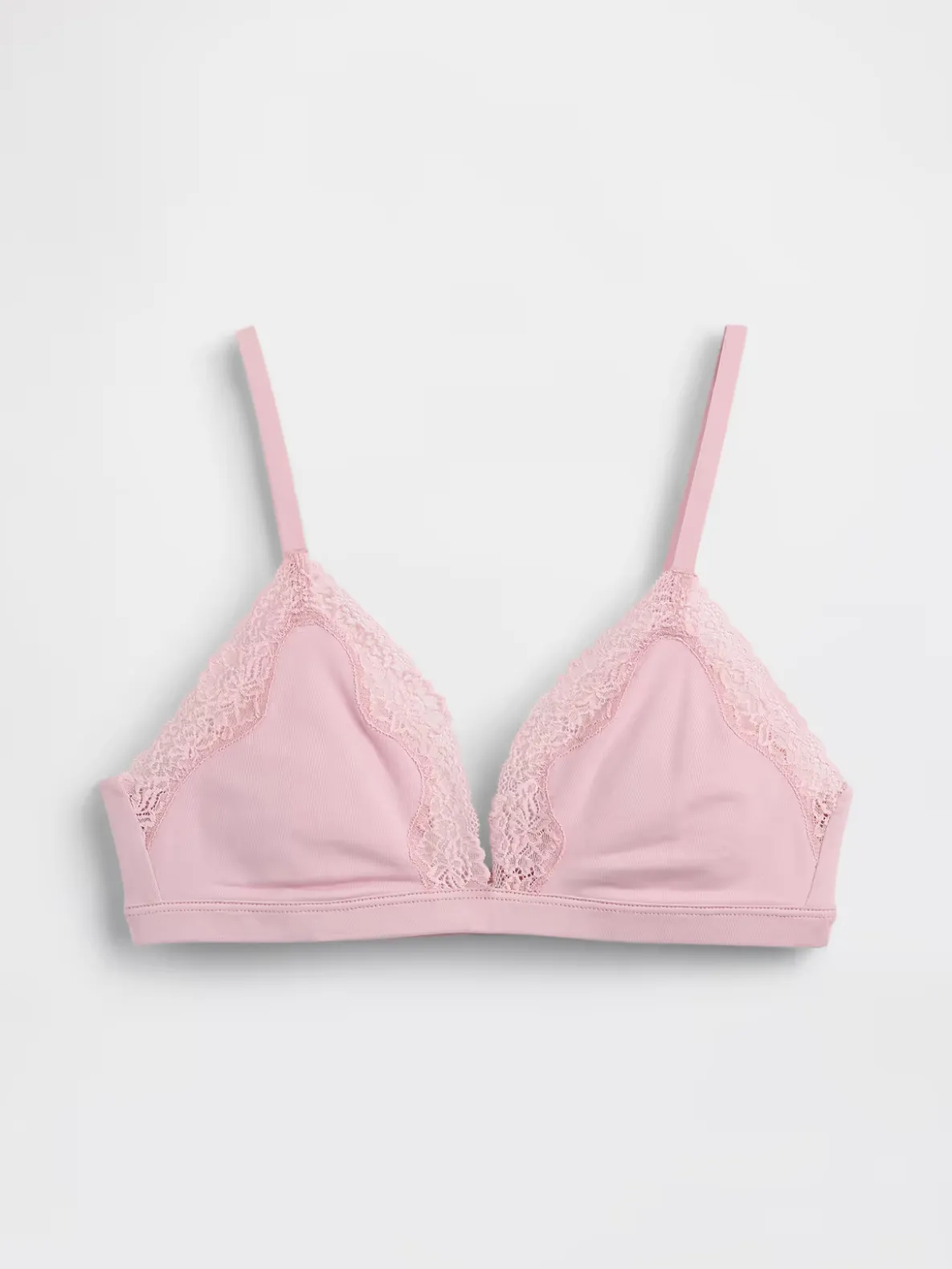 Organic Stretch Cotton Lace-Trim Triangle Bra
