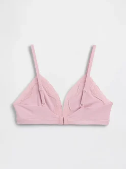 Organic Stretch Cotton Lace-Trim Triangle Bra