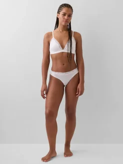 Organic Stretch Cotton Lace-Trim Thong