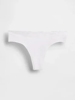 Organic Stretch Cotton Lace-Trim Thong