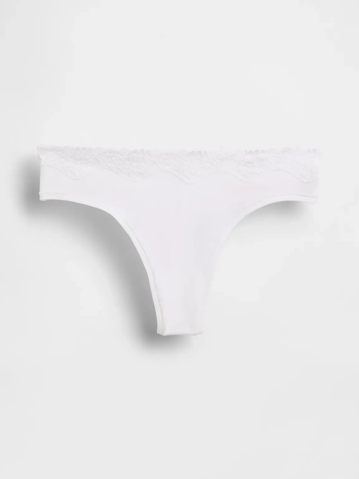 Organic Stretch Cotton Lace-Trim Thong