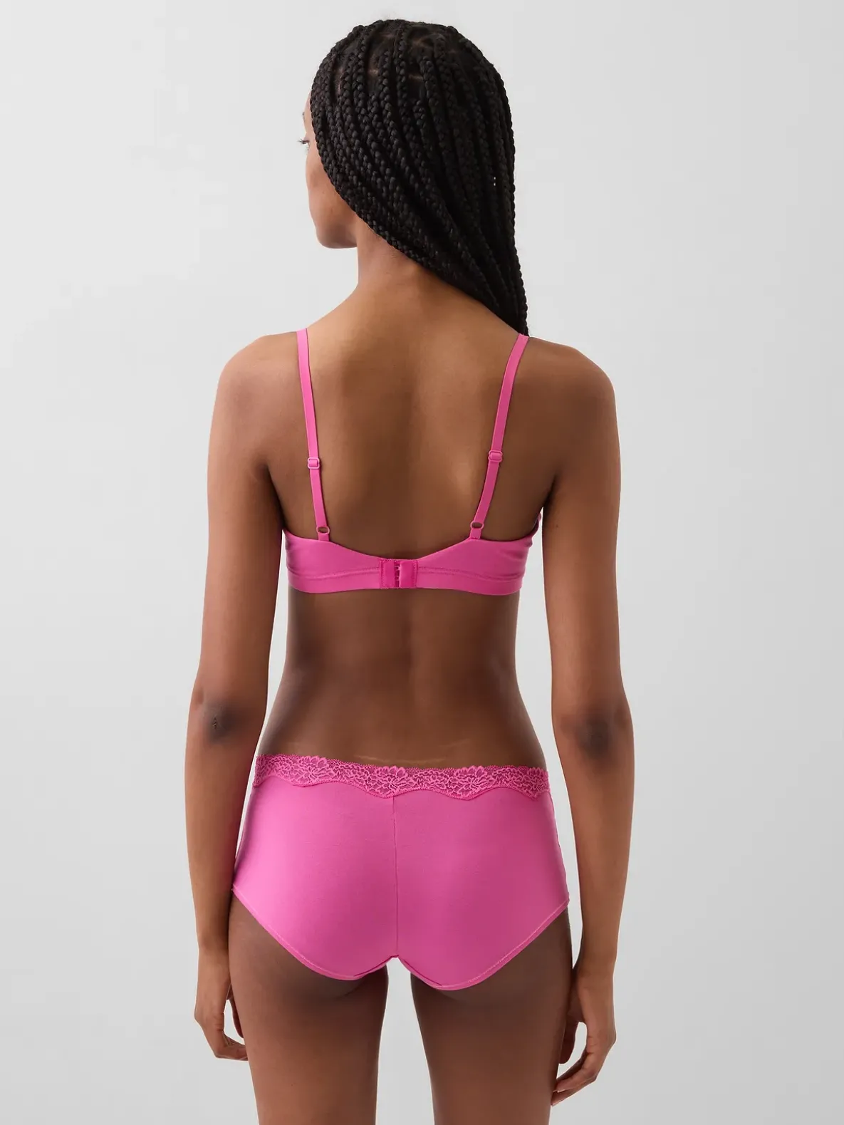 Organic Stretch Cotton Lace-Trim Triangle Bra