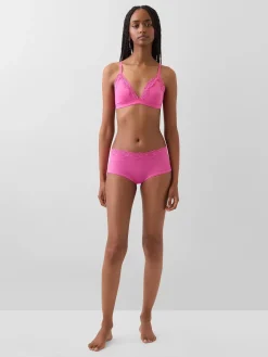 Organic Stretch Cotton Lace-Trim Triangle Bra