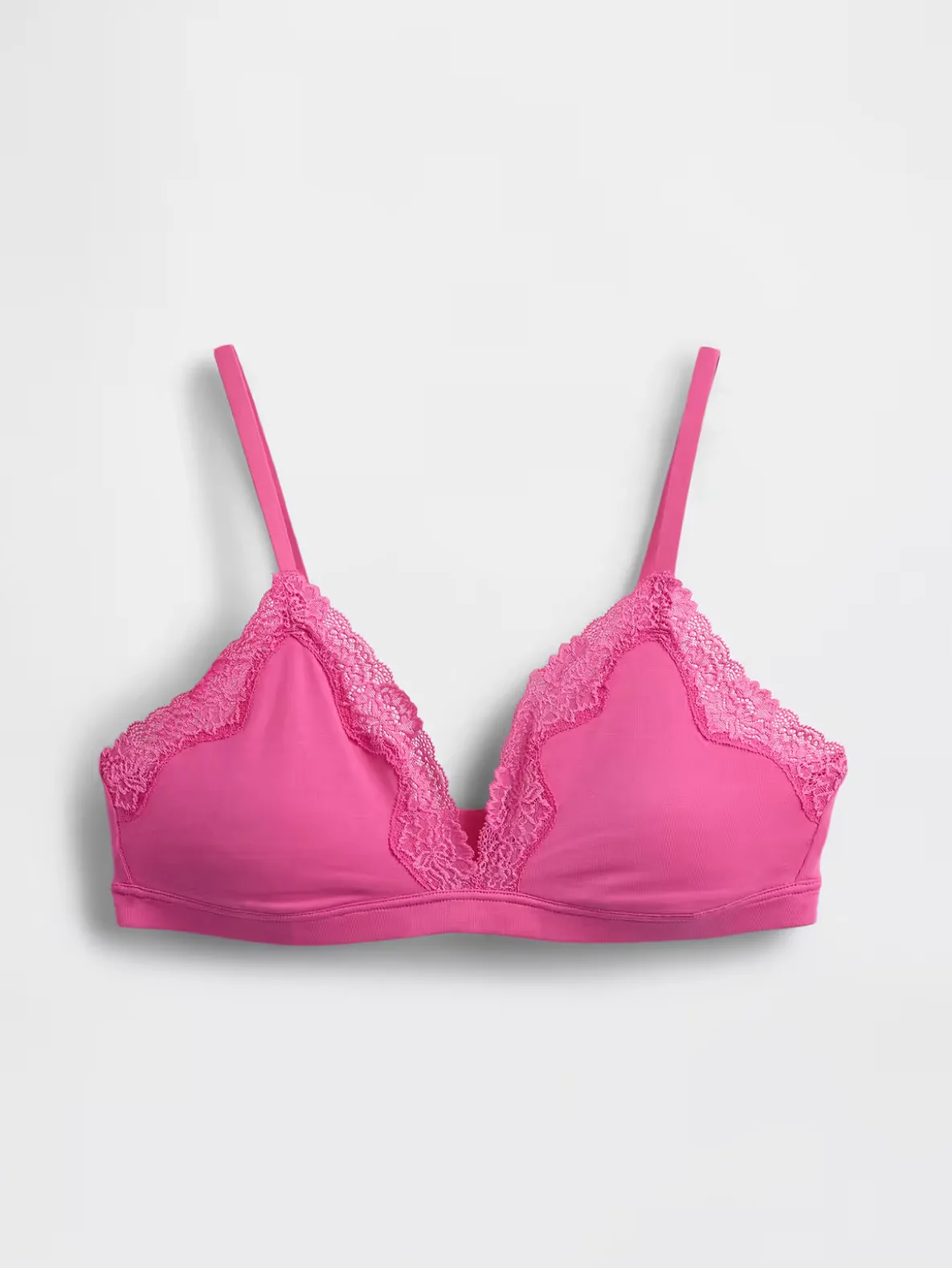 Organic Stretch Cotton Lace-Trim Triangle Bra