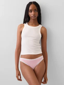 Organic Stretch Cotton Lace-Trim Bikini