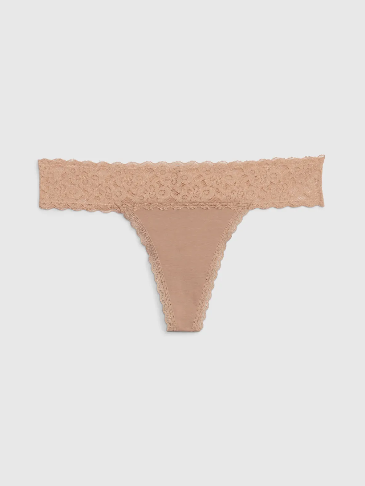Organic Stretch Cotton Lace-Trim Thong