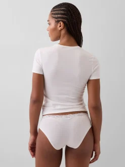 Organic Stretch Cotton Lace-Trim Hipster