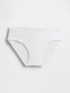 Organic Stretch Cotton Lace-Trim Hipster