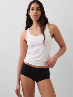 Organic Stretch Cotton Lace-Trim Shorty