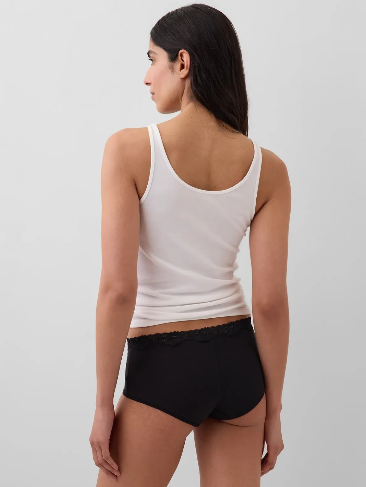 Organic Stretch Cotton Lace-Trim Shorty