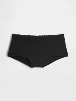 Organic Stretch Cotton Lace-Trim Shorty
