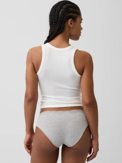 Organic Stretch Cotton Lace-Trim Hipster