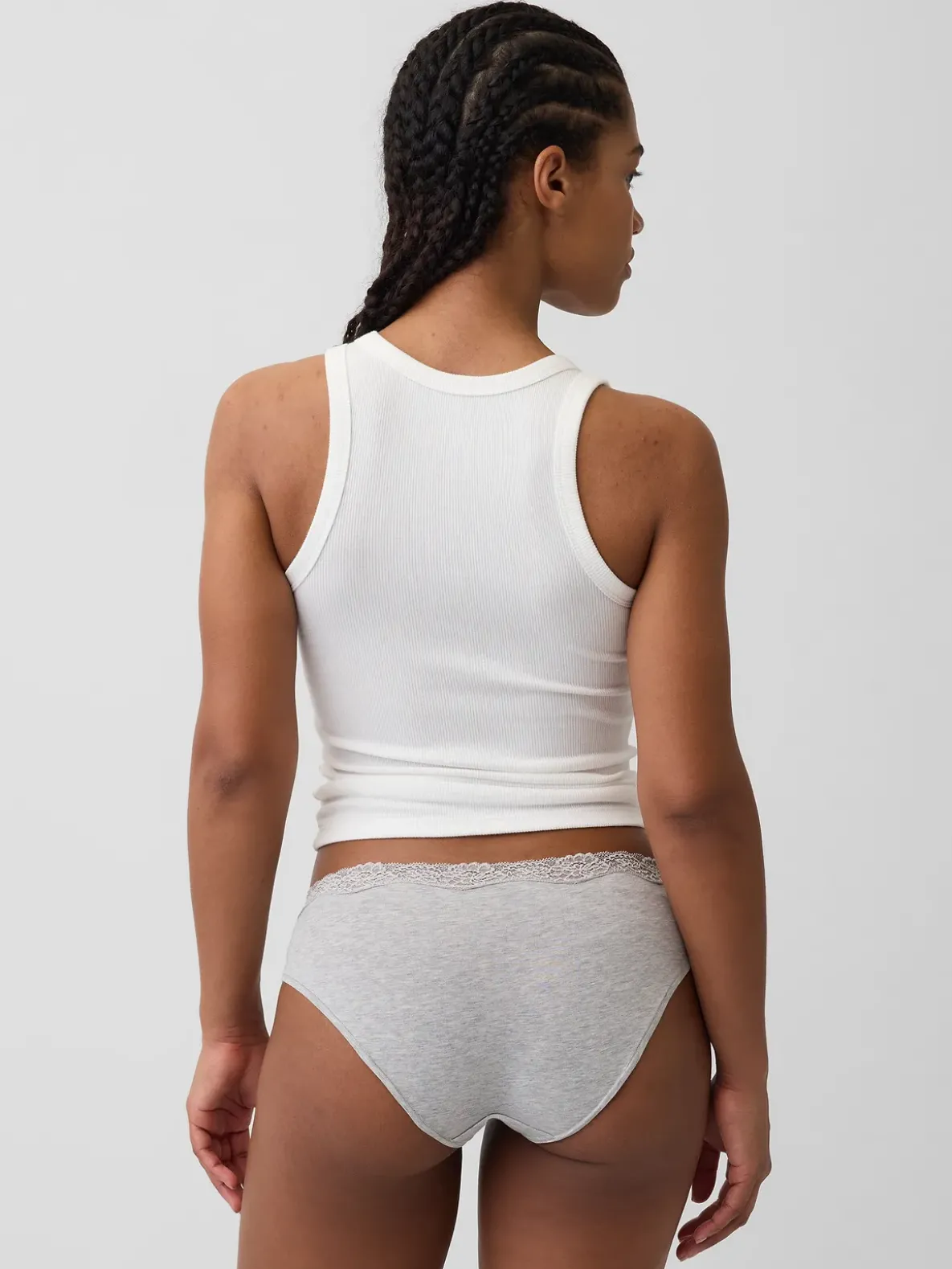 Organic Stretch Cotton Lace-Trim Hipster