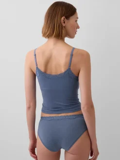 Organic Stretch Cotton Lace-Trim Shelf-Bra Cami