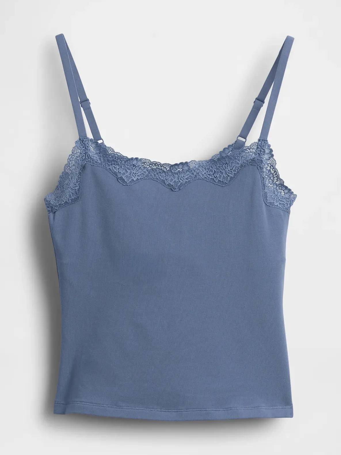 Organic Stretch Cotton Lace-Trim Shelf-Bra Cami