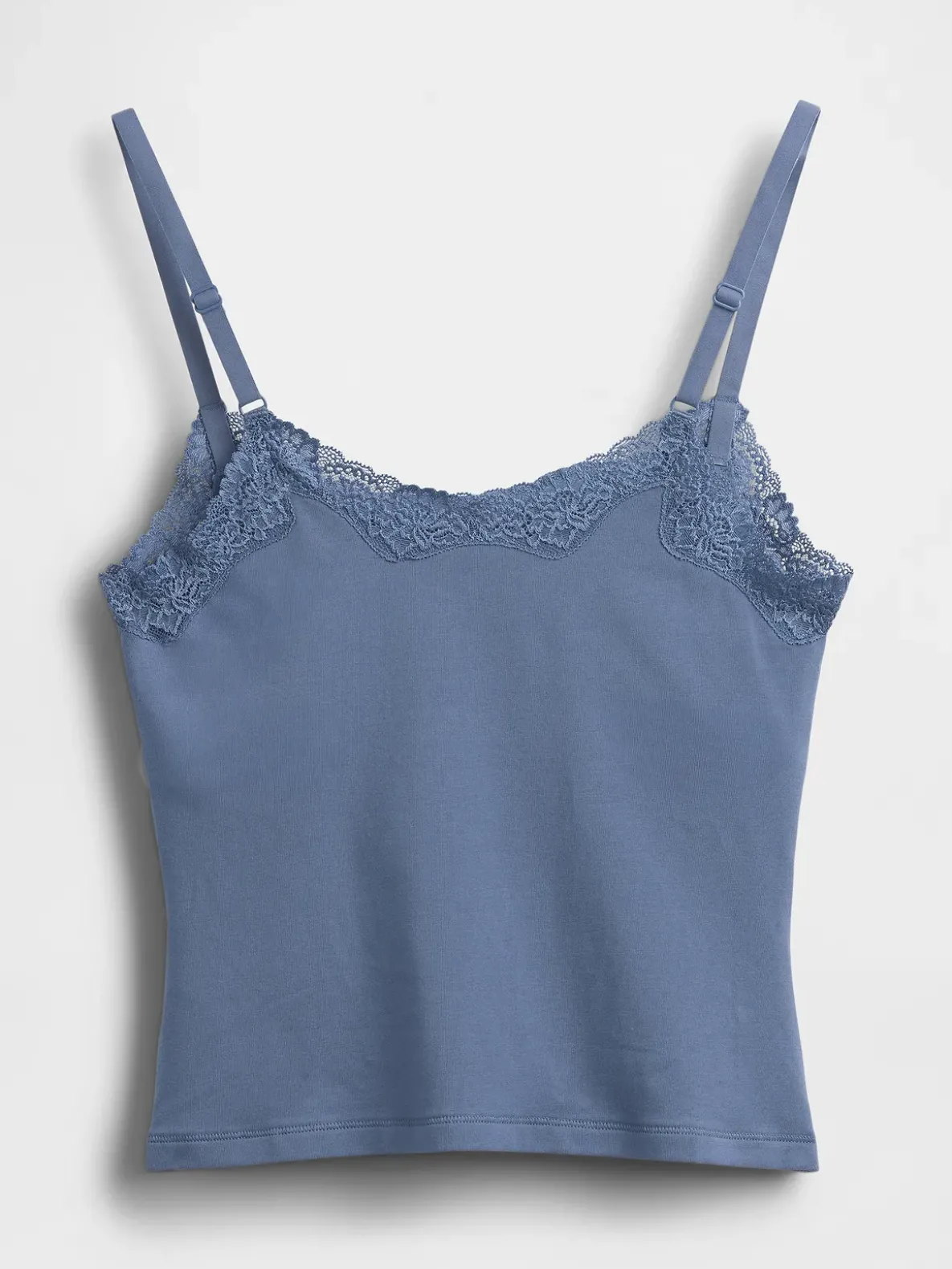 Organic Stretch Cotton Lace-Trim Shelf-Bra Cami