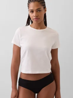Organic Stretch Cotton Lace-Trim Hipster