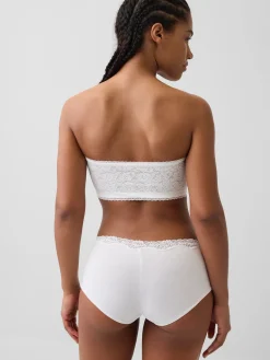 Organic Stretch Cotton Lace-Trim Bandeau Bralette