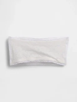 Organic Stretch Cotton Lace-Trim Bandeau Bralette