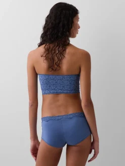 Organic Stretch Cotton Lace-Trim Bandeau Bralette